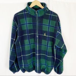 Vintage Nautica Green Blue Plaid Fleece, size S